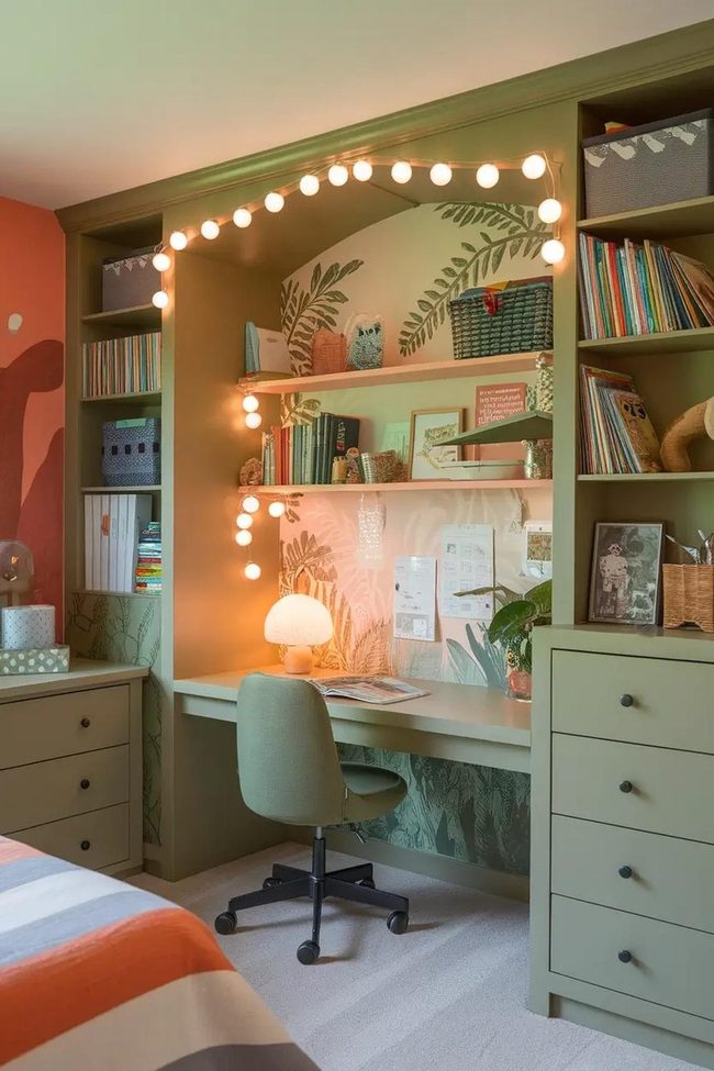 Bright Built-In Desk Corners