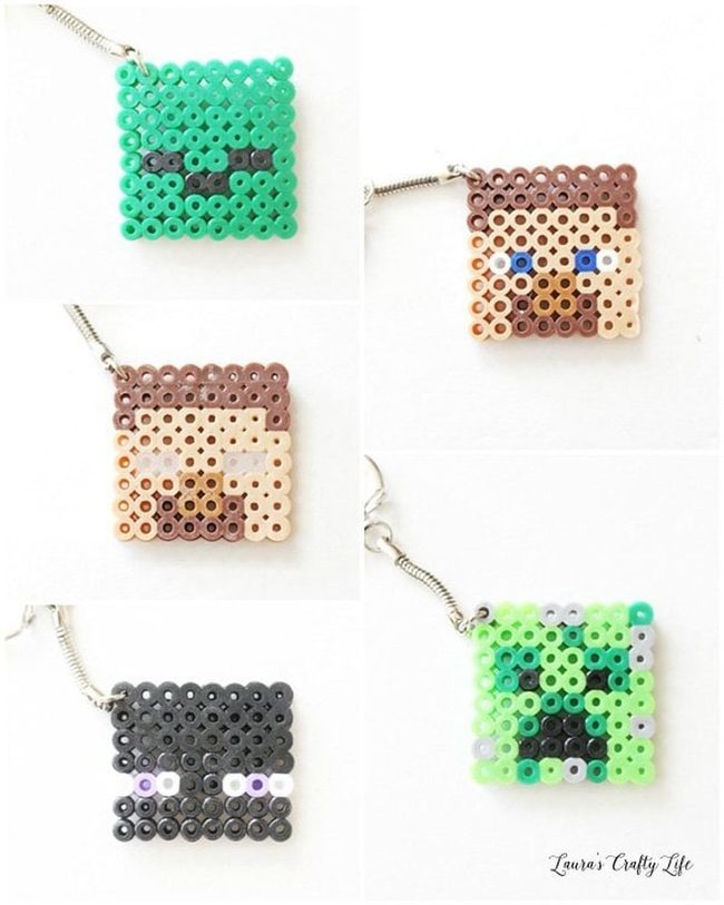 Colorful Pixelated Bead Keychains