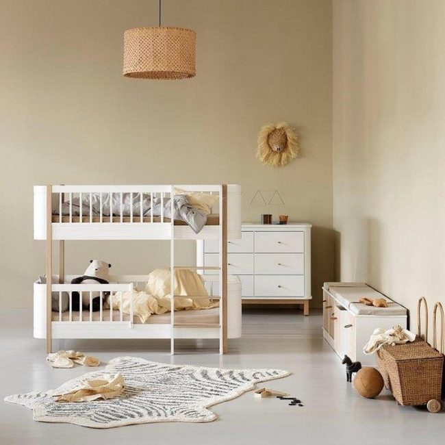White Wood Bunk Bed Storage