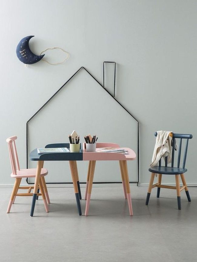 Pink And Blue Split Dining Table