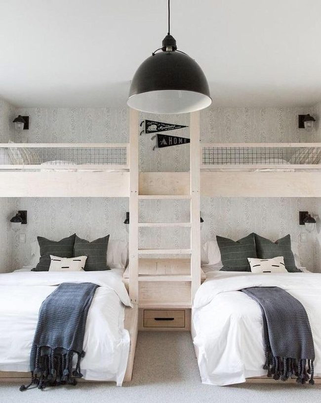 Black Pendant Lights Twin Bedroom