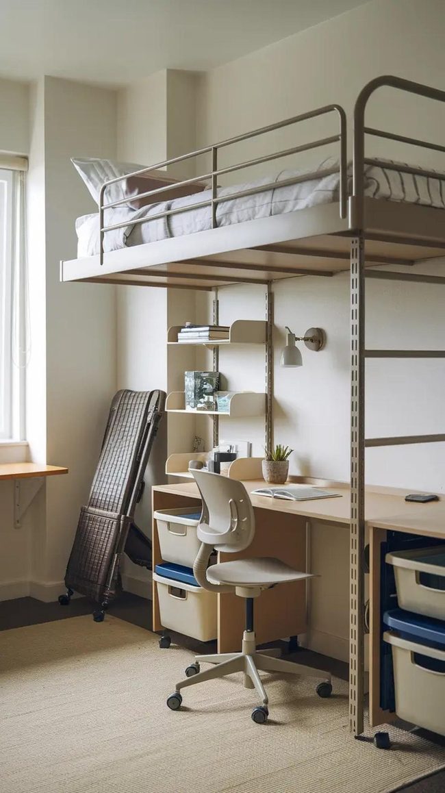 Lofted Bed Optimizes Small Room Space