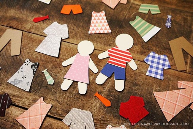 Colorful Paper Clothes Wooden Display