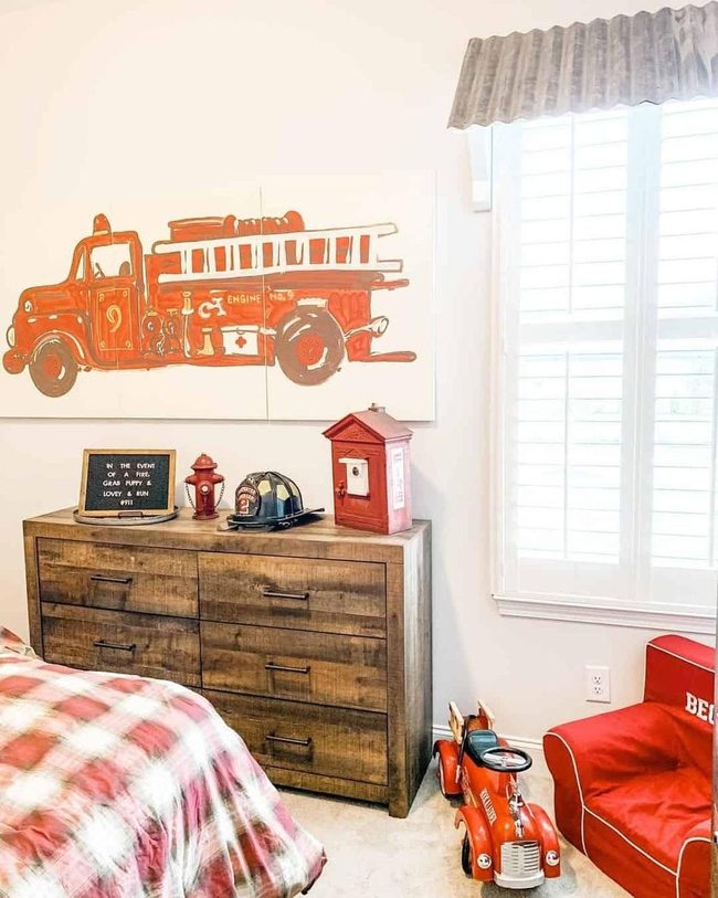 Bright Red Firetruck Wall