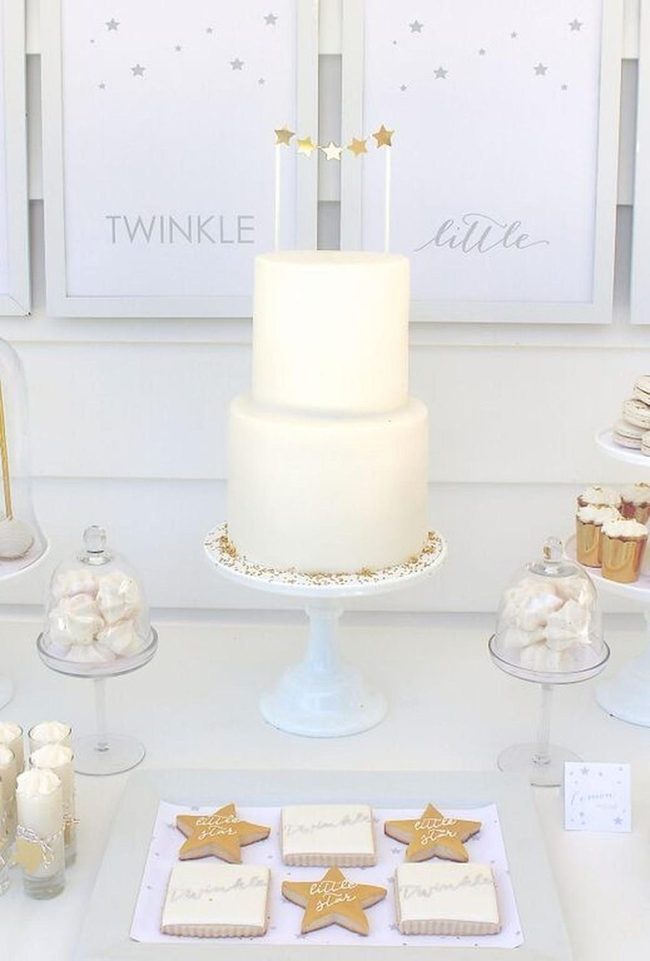 White Cake With Golden Stars