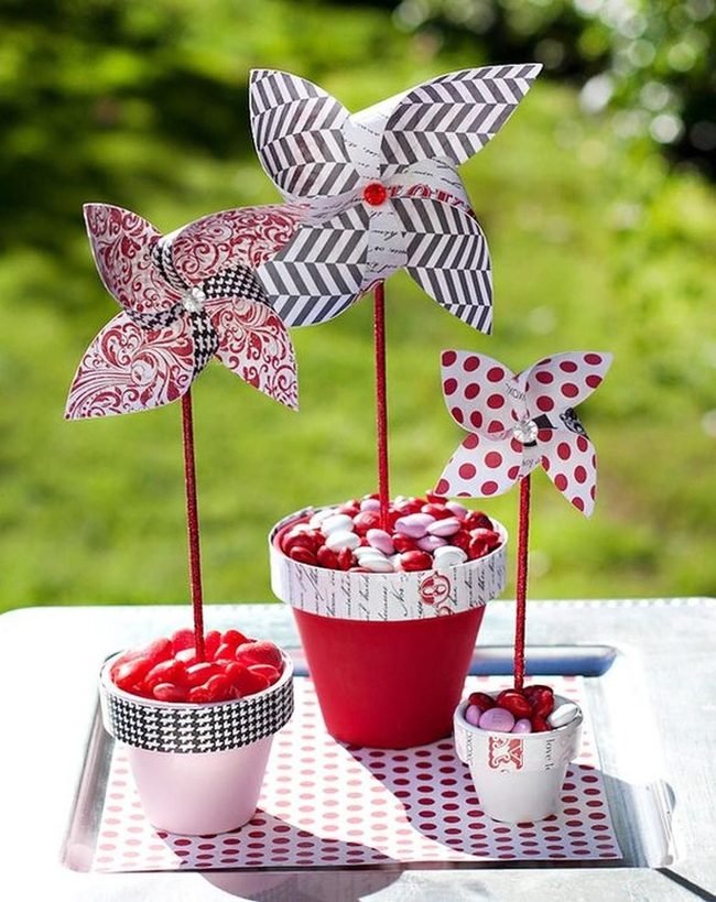Spinning Red Pinwheel Centerpieces
