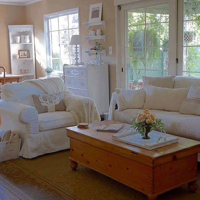 White Open-Concept French Living