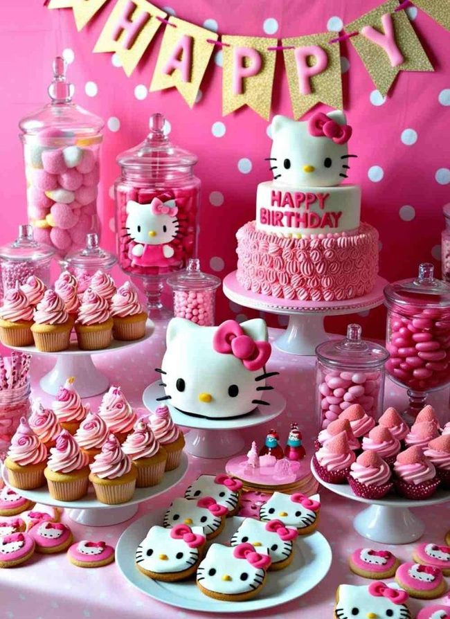 Pink Hello Kitty Dessert Table
