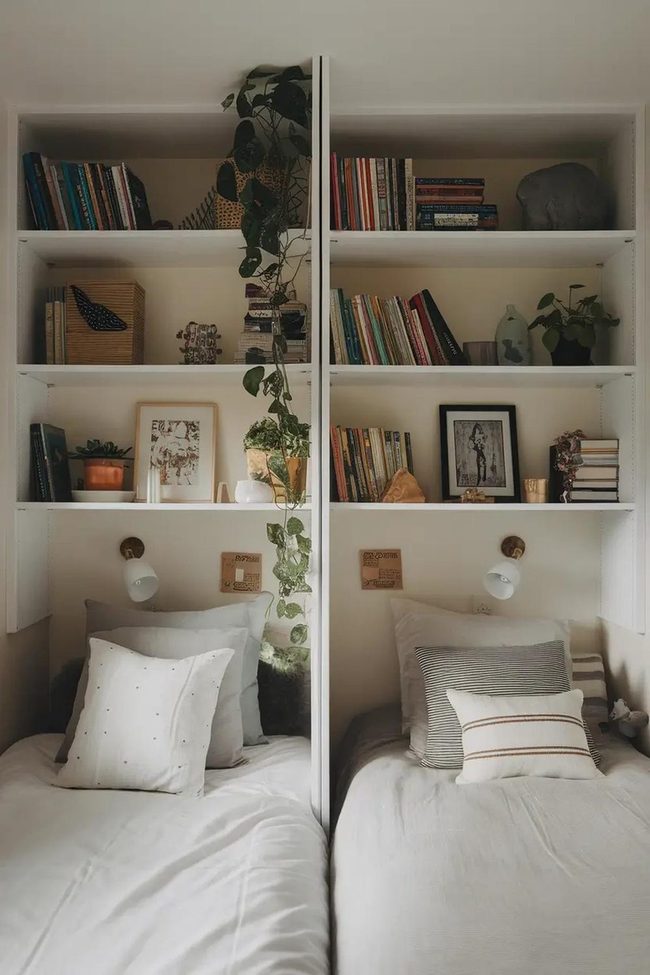 Books And Plants Between Beds