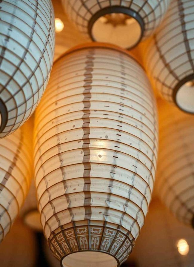 Muted Paper Lanterns Floating Overhead