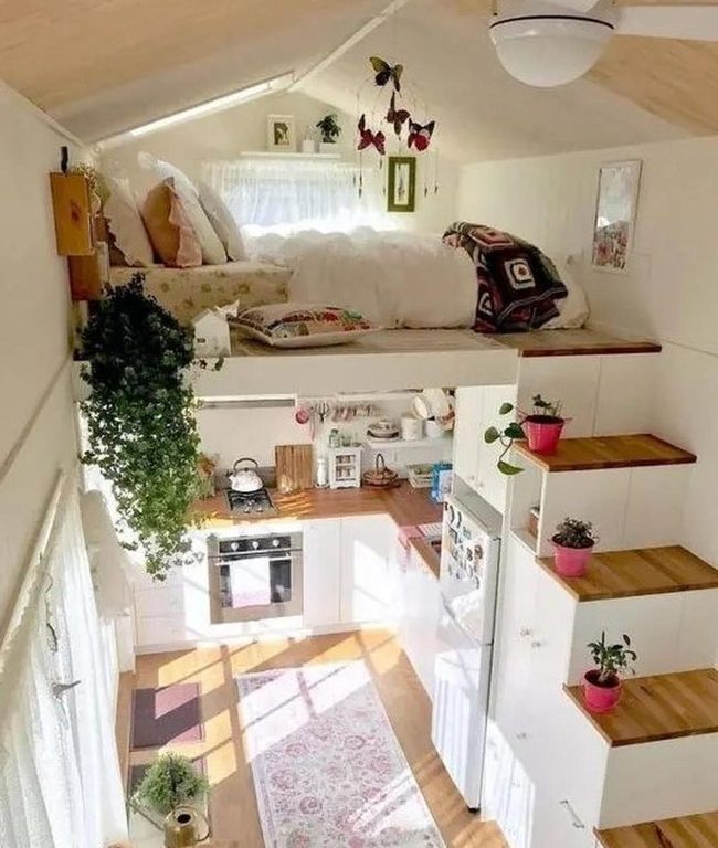 Pink Planters In Compact Loft