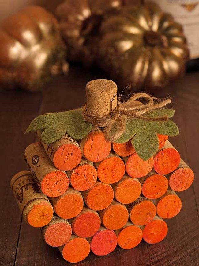 Orange Cork Pumpkin Sculpture