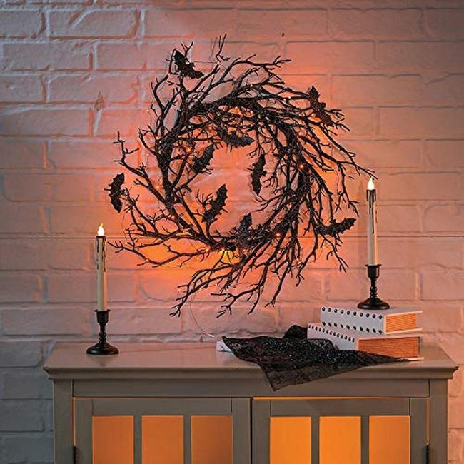Glowing Pumpkin Halloween Wreaths