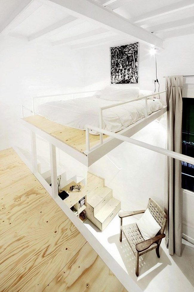 Light Wood Platform With Reading Nook