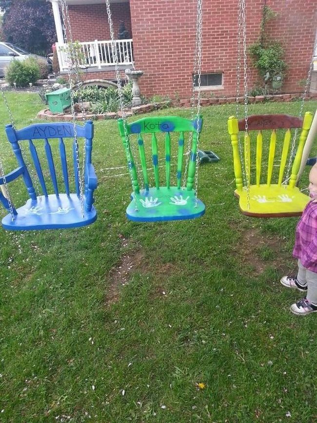 Handprinted Blue Swings