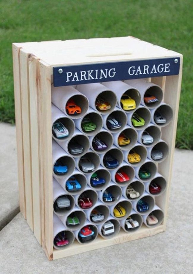 Wooden Crate Toy Garage