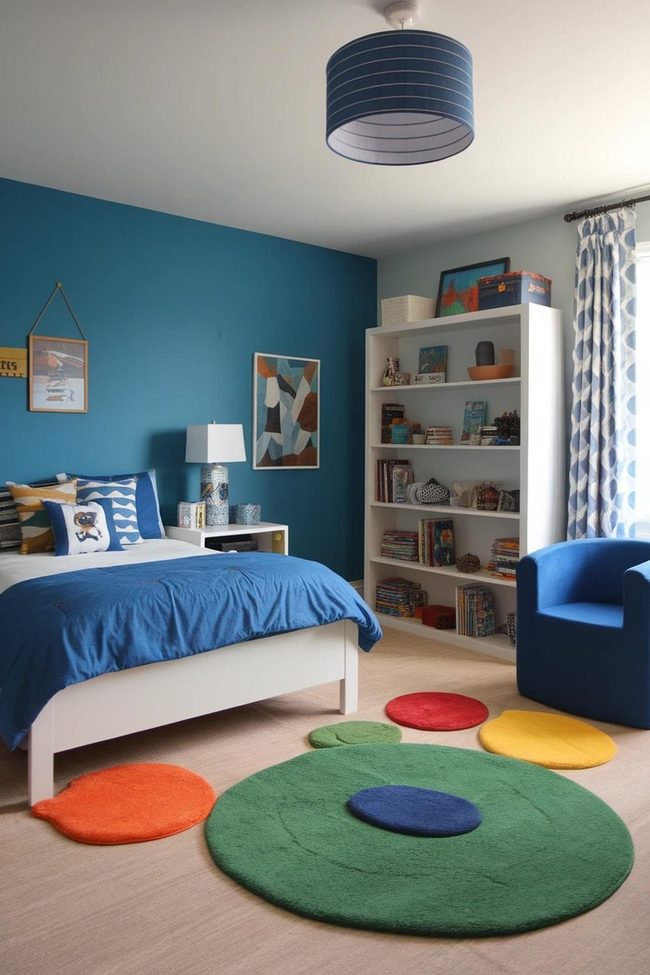 Patterned Rugs Meet Layered Bedding