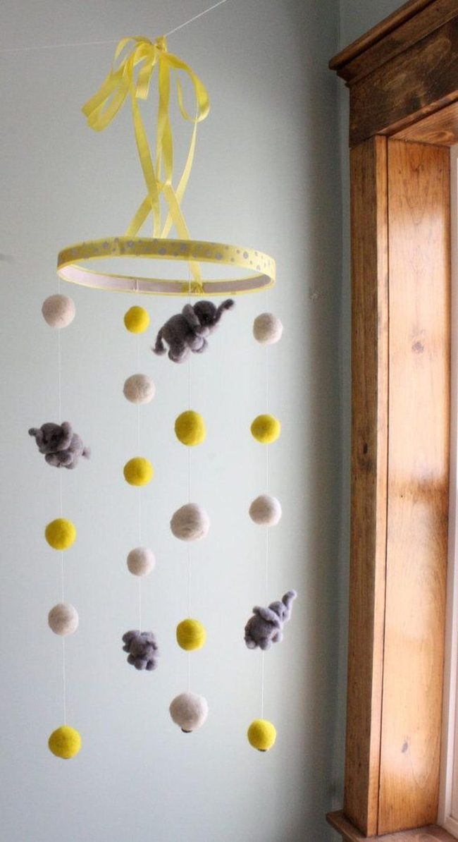 Yellow Felt Nursery Mobile