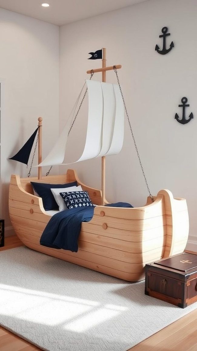 Wooden Pirate Ship Bed