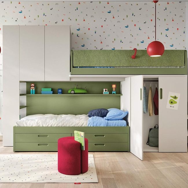 Bright Loft Bed With Built-In Workspace