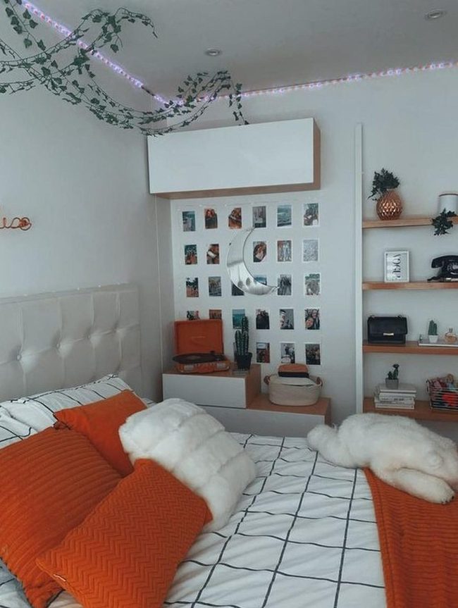 Orange Pillows, Green Vines, Personal Walls