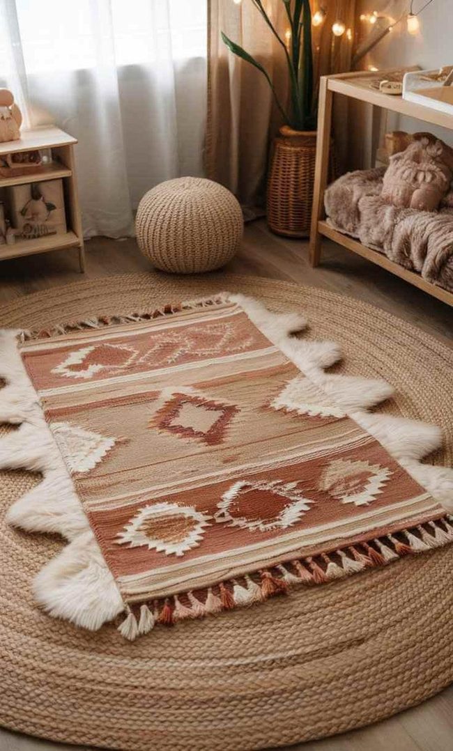 Rust Tribal Layered Rugs
