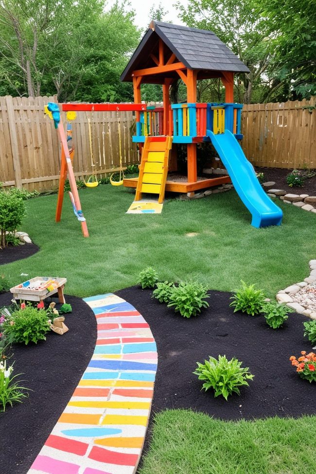 Pallet Swings and Painted Stepping Stones