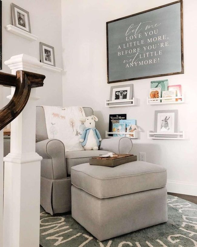 Gray Upholstered Reading Nook