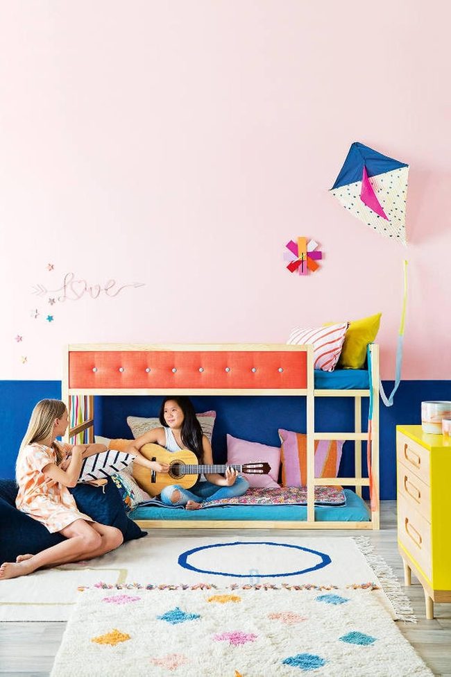 Pink And Blue Bunk Bedroom
