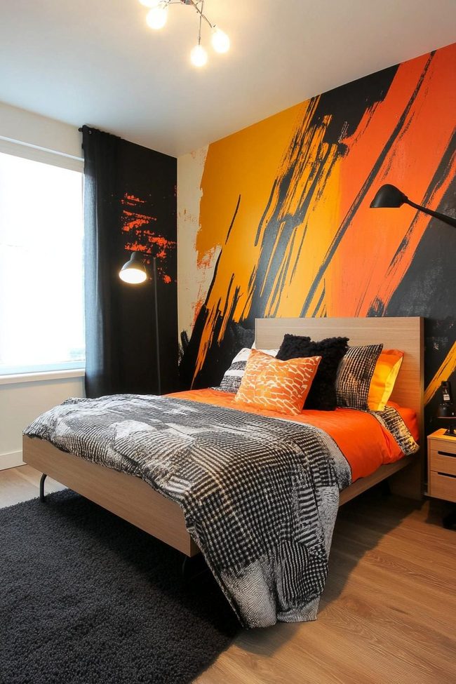 Geometric Navy Feature Wall