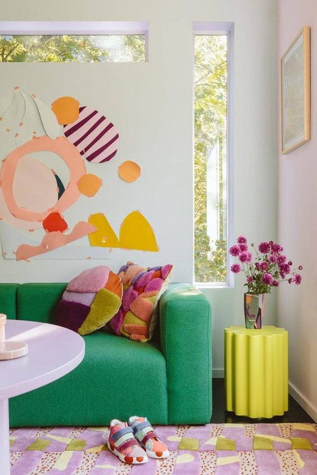 Emerald Sofa Sunlit Living Room