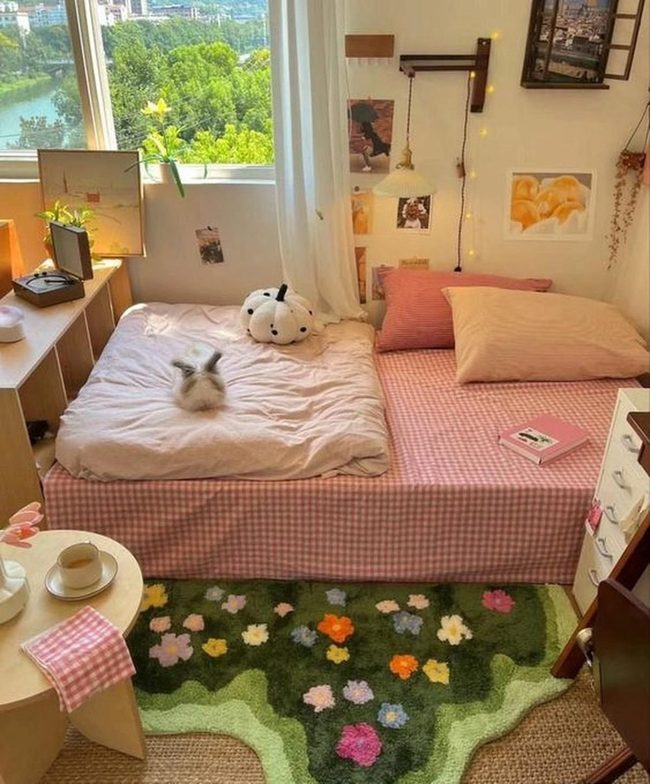 Green Floral Rug Bedroom