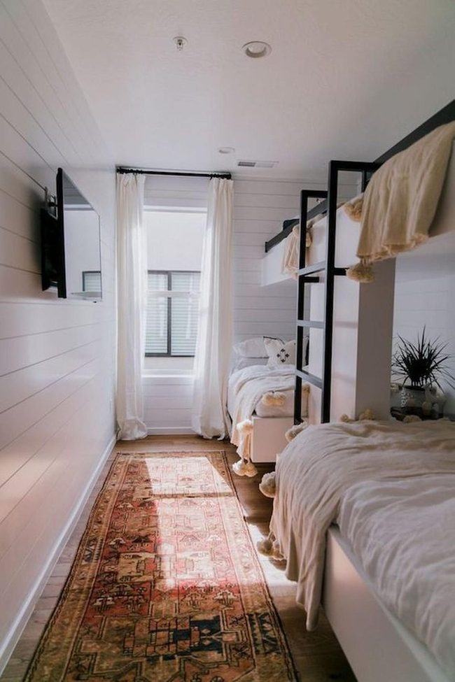White Walls, Black Bunk Beds