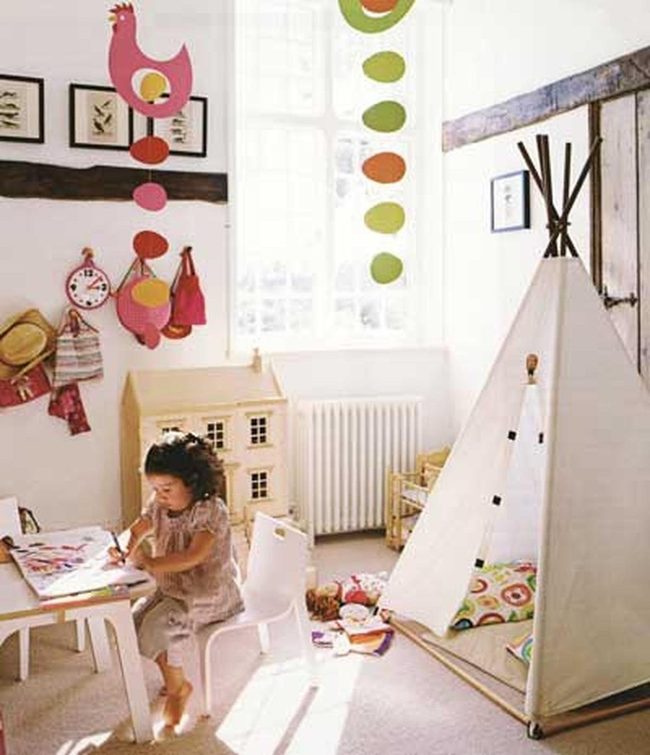 Sunlit Playroom With White Teepee