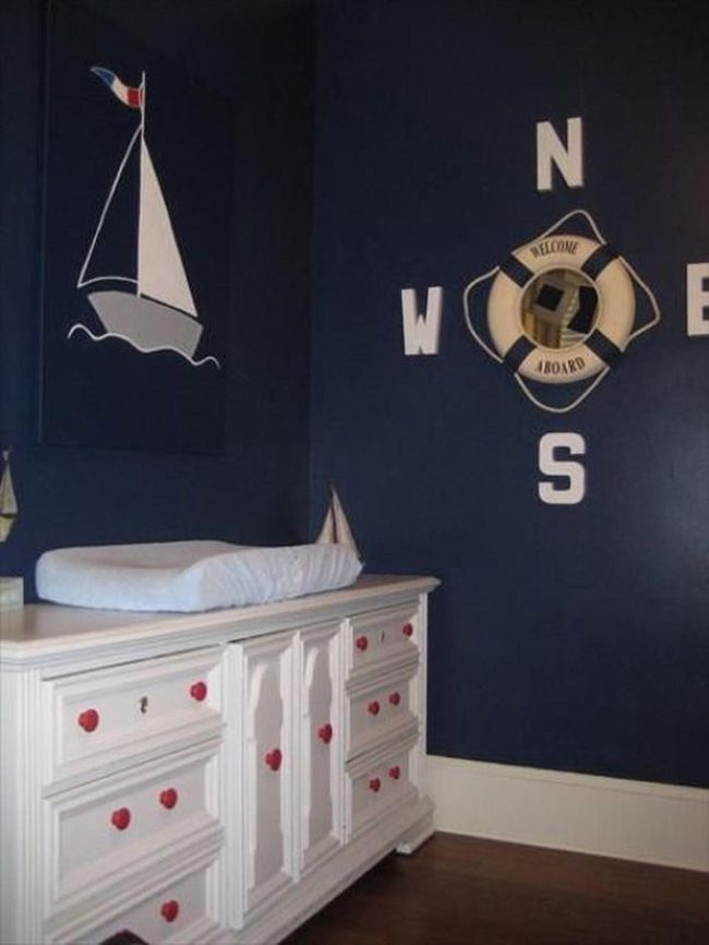 Deep Blue Nautical With Red Accents