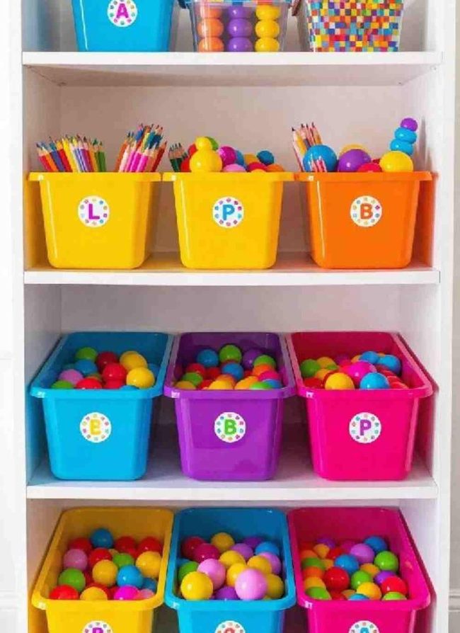 Colorful Bins And Summer Decals