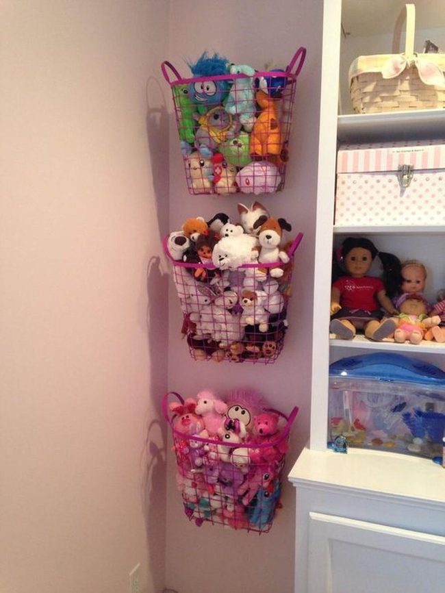 Pink Wire Baskets, Stuffed Treasures