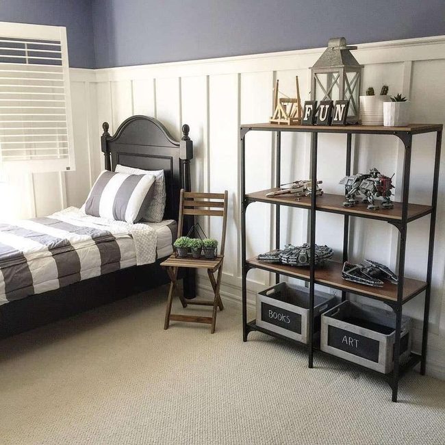 Matte Black And Gray Modern Boy'S Room