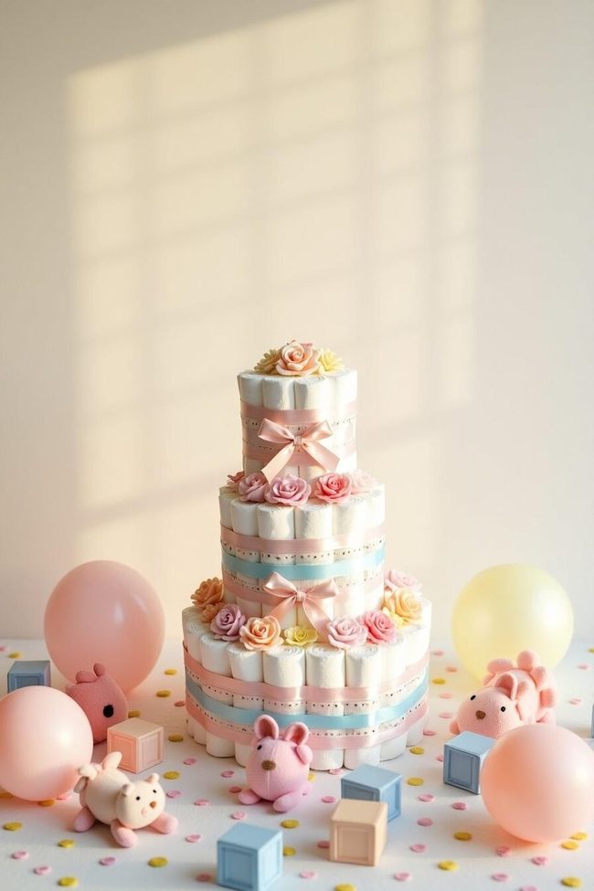 Tiered Diapers With Practical Gifts