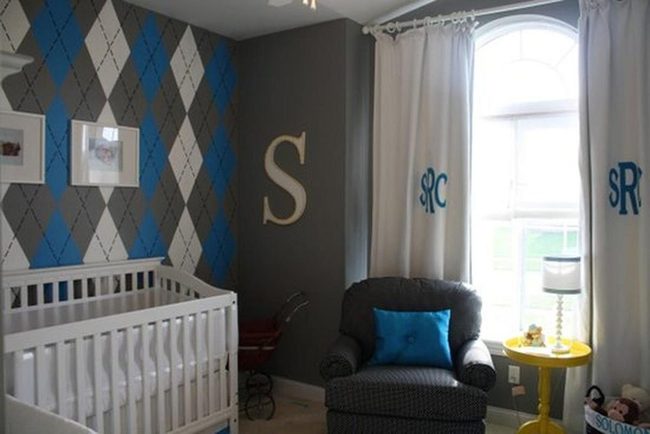 Blue-Gray Nursery Diamond Pattern