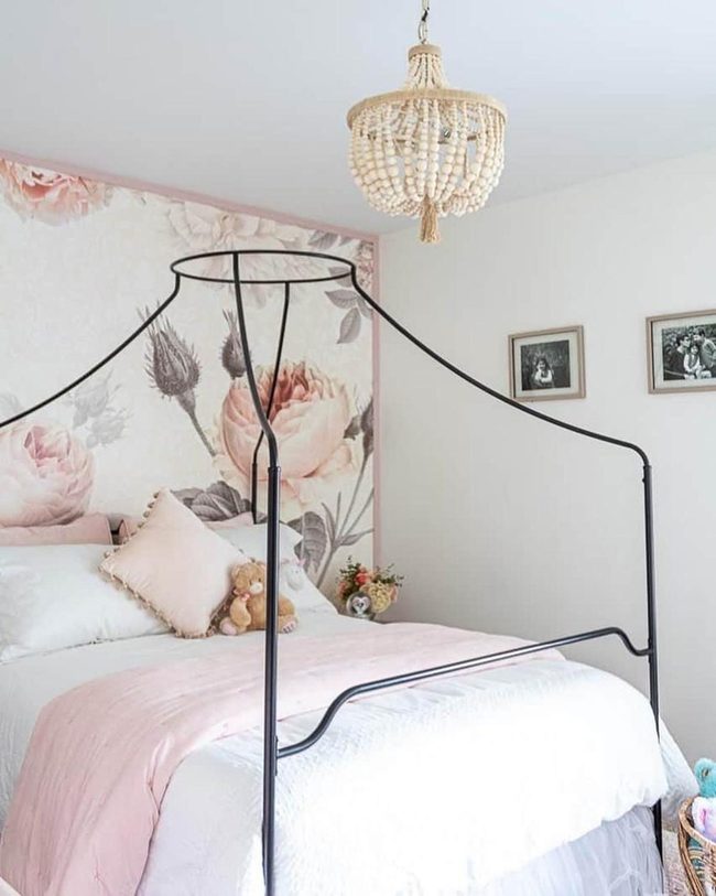 Beaded Chandelier Bedroom Pink