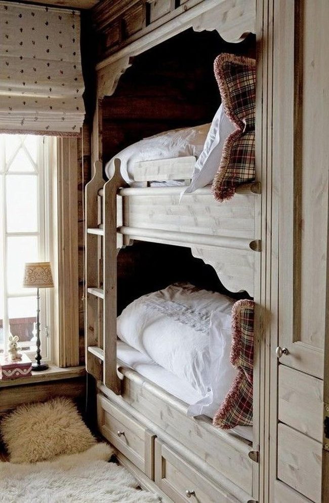 Plaid Pillows, Wooden Bunk Storage
