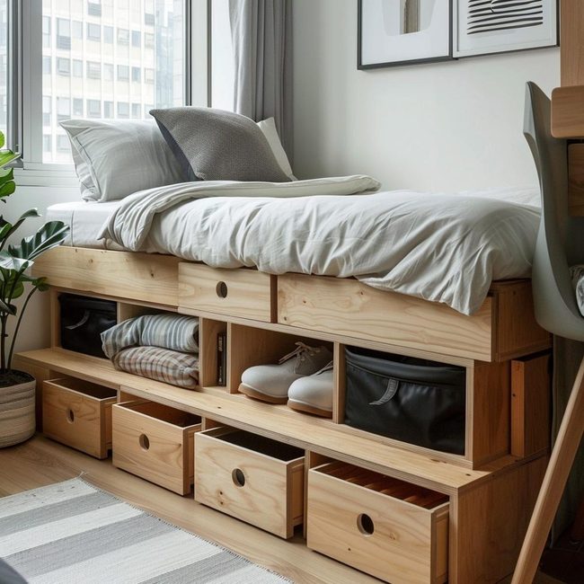 Elevated Bed Enhances Under-Space Organization