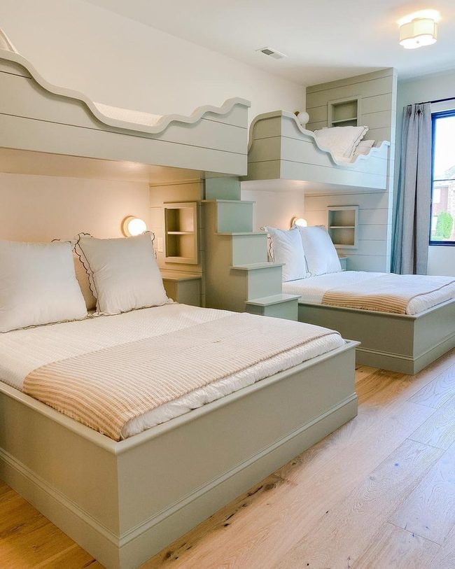 Green Bunk Beds Stepped Staircase