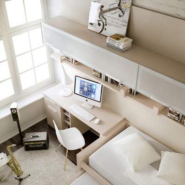 Sunlit White Workspace Bedroom