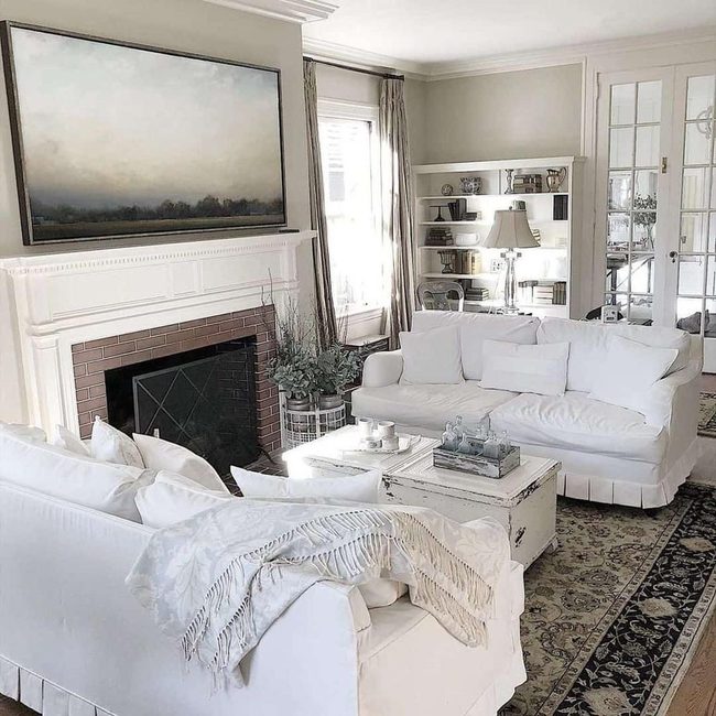 White Brick Fireplace Focus