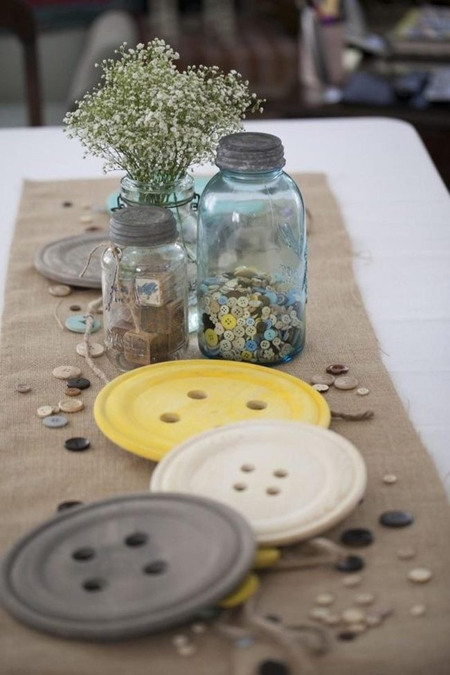 Yellow Buttons On Burlap