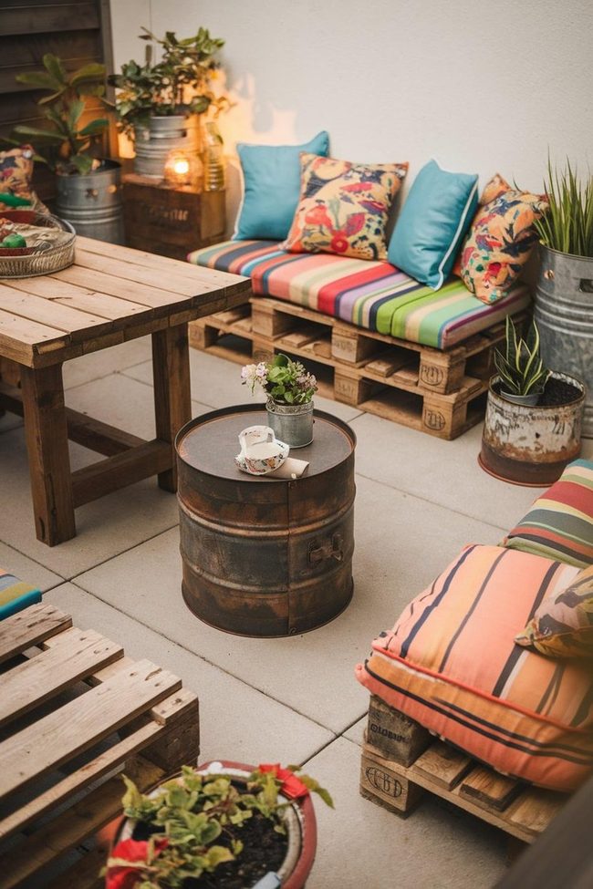 Raw Metal Barrel Side Table
