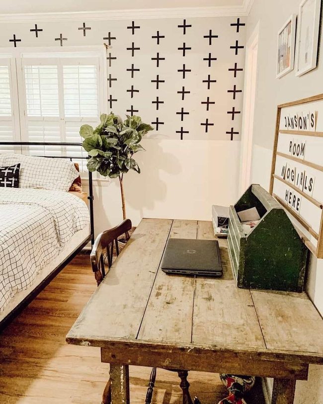 Dark Accent Bedroom With Wood Character