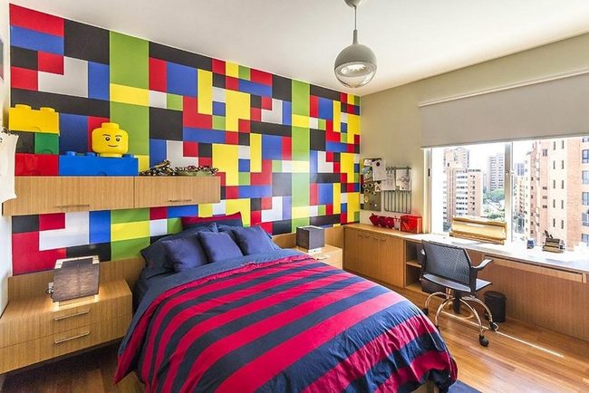 Colorful Lego Blocks Statement Wall